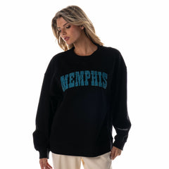 Memphis Grizzlies The Wild Collective Women's Rock Crystal Oversized Sweatshirt Black - NBA