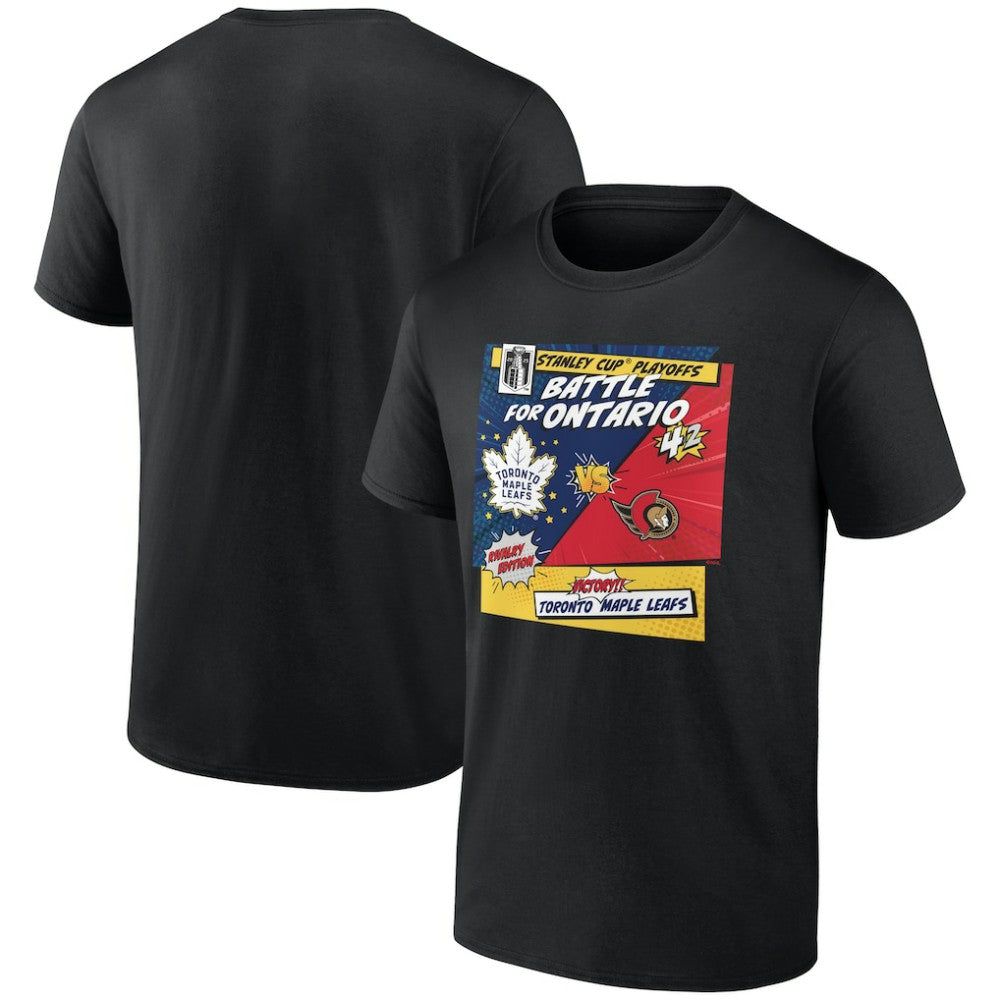Toronto Maple Leafs vs. Ottawa Senators 2025 Stanley Cup Playoffs Rivalry Comic Pop T-Shirt - Black - NHL