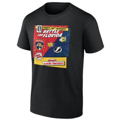 Florida Panthers vs. Tampa Bay Lightning 2025 Stanley Cup Playoffs Rivalry Comic Pop T-Shirt - Black - NHL