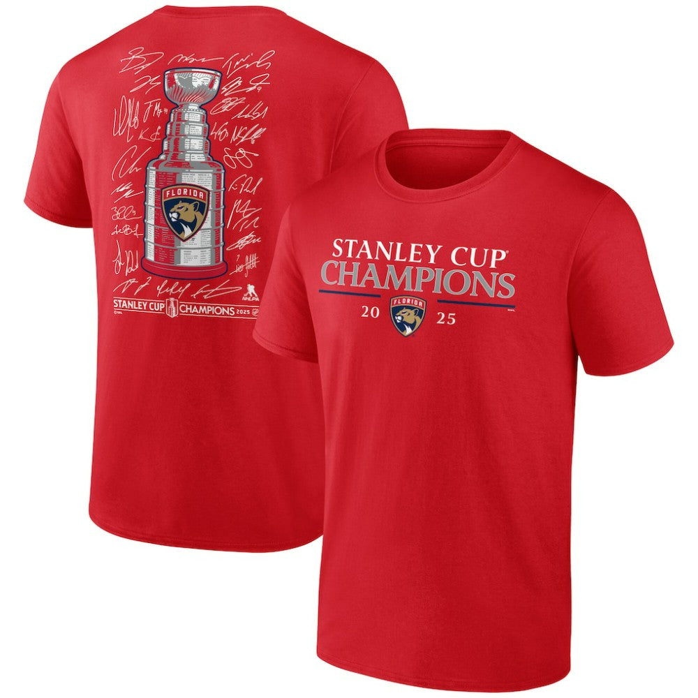 Florida Panthers Fanatics 2025 Stanley Cup Champions Signature Roster T-Shirt - Red - NHL