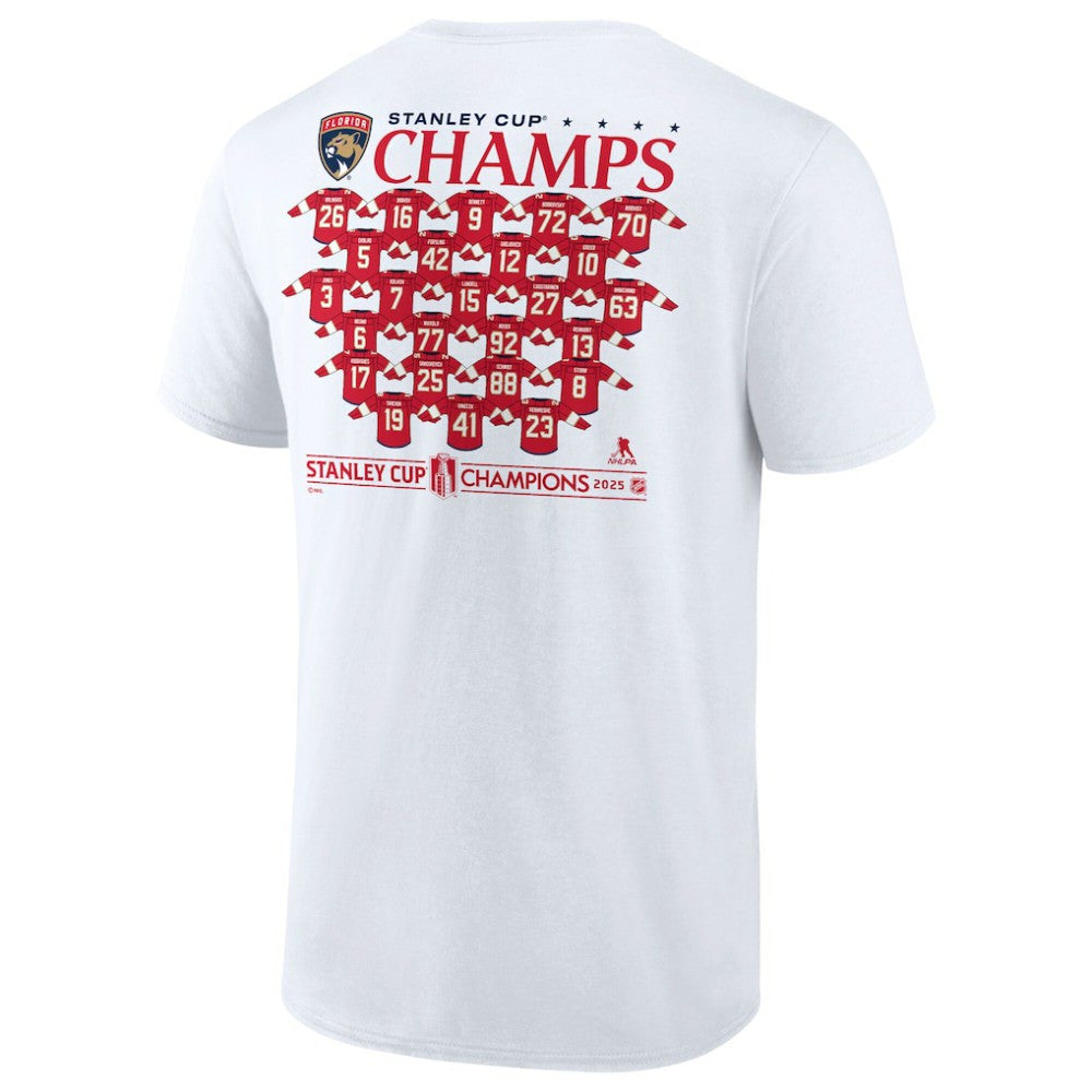 Florida Panthers Fanatics 2025 Stanley Cup Champions Jersey Roster T-Shirt - White - NHL
