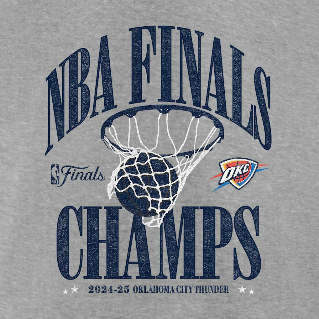 Oklahoma City Thunder 2025 NBA Finals Champions Fade Away Retro T-Shirt Steel - NBA