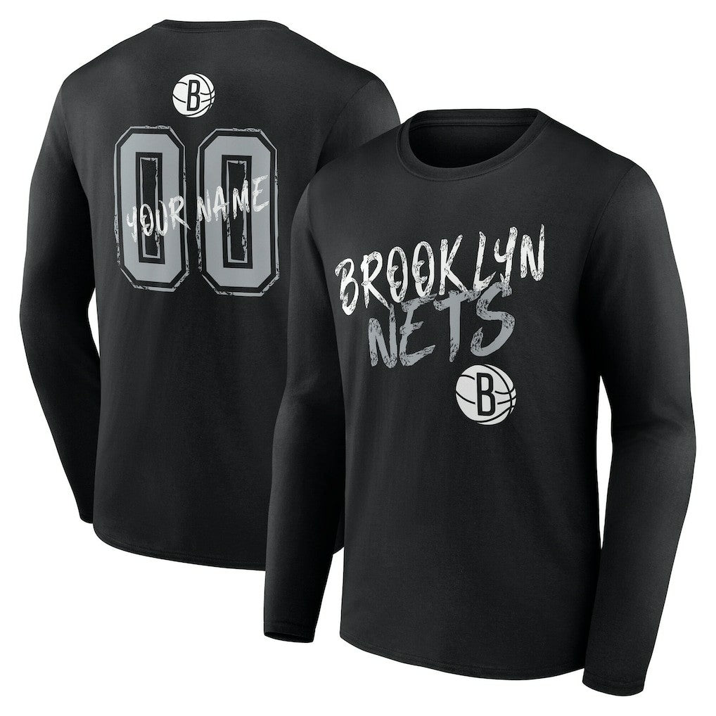 Brooklyn Nets Hustle Custom Long Sleeve T-Shirt Black - NBA