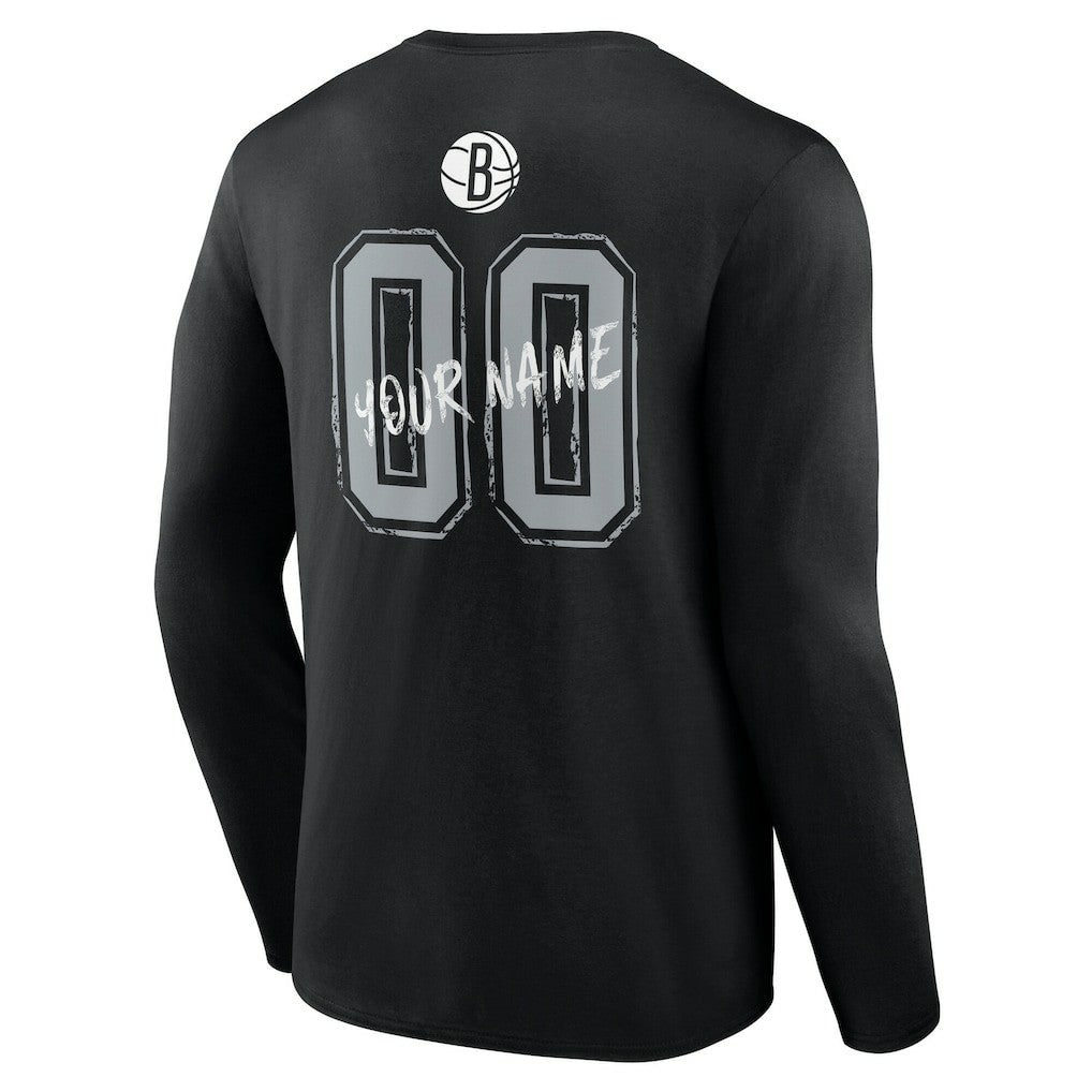 Brooklyn Nets Hustle Custom Long Sleeve T-Shirt Black - NBA