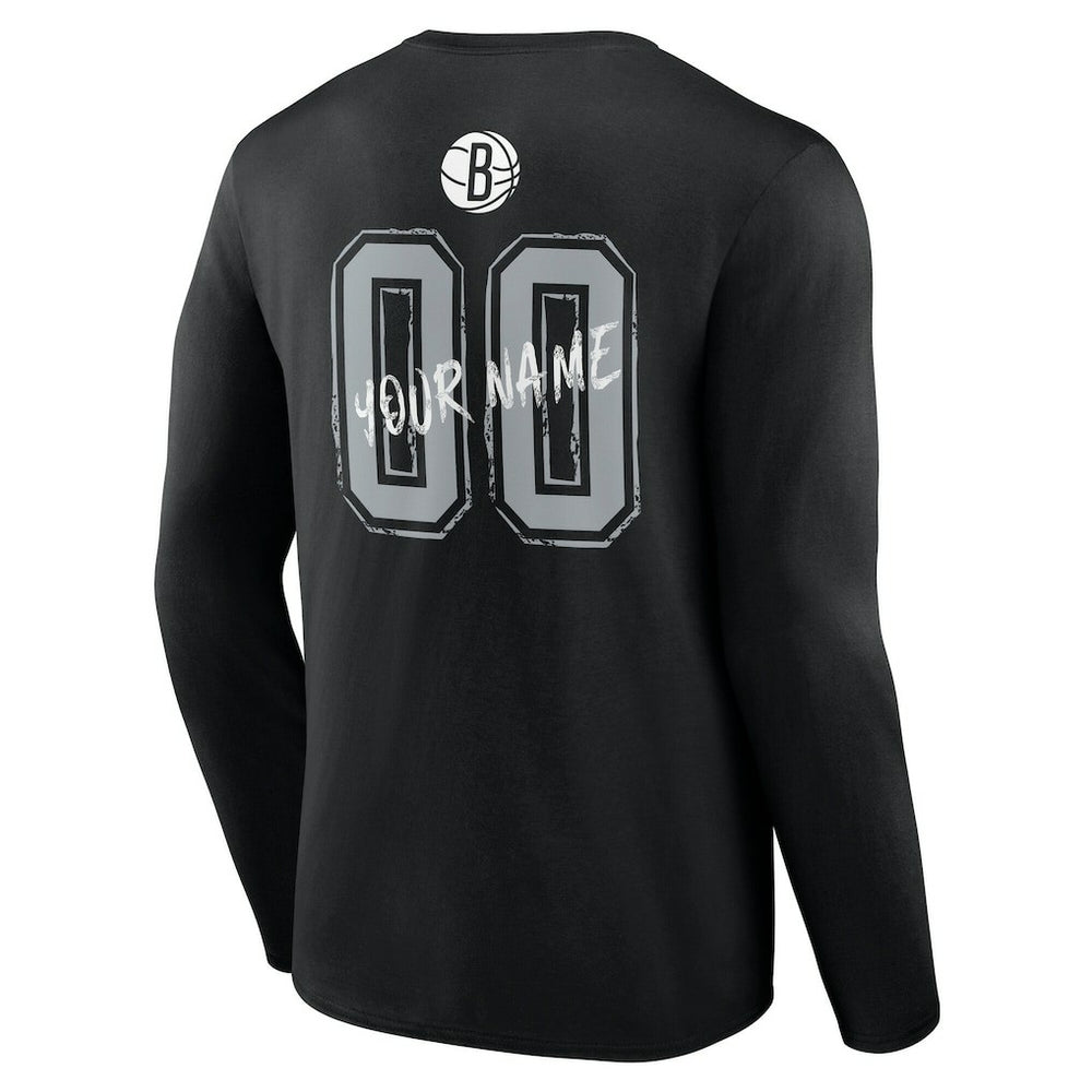 Brooklyn Nets Hustle Custom Long Sleeve T-Shirt Black - NBA