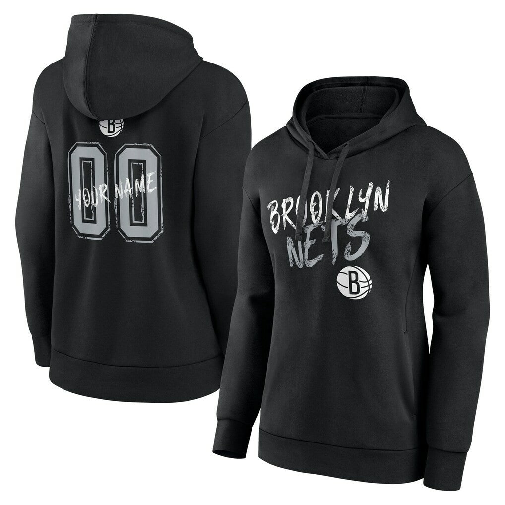 Brooklyn Nets Women's Hustle Custom Pullover Hoodie Black - NBA