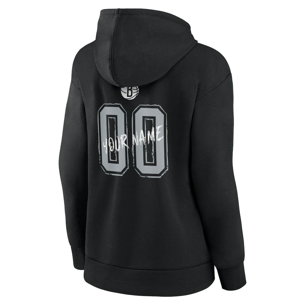 Brooklyn Nets Women's Hustle Custom Pullover Hoodie Black - NBA