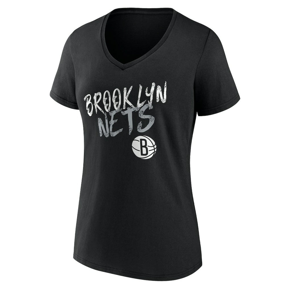 Brooklyn Nets Women's Hustle Custom V-Neck T-Shirt Black - NBA