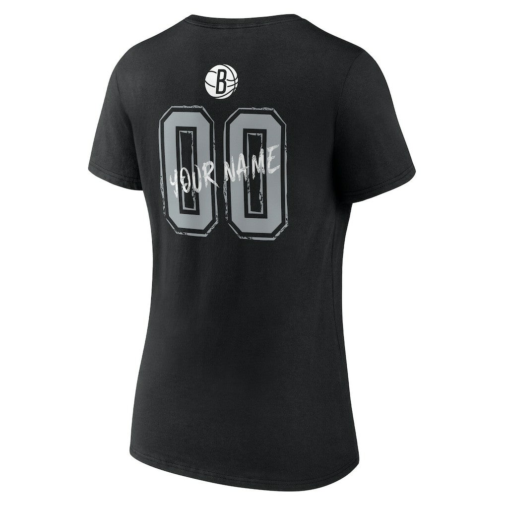 Brooklyn Nets Women's Hustle Custom V-Neck T-Shirt Black - NBA