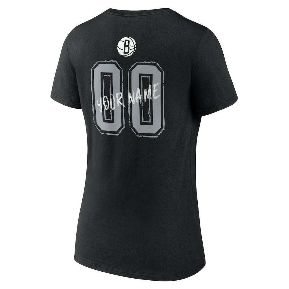 Brooklyn Nets Women's Hustle Custom V-Neck T-Shirt Black - NBA