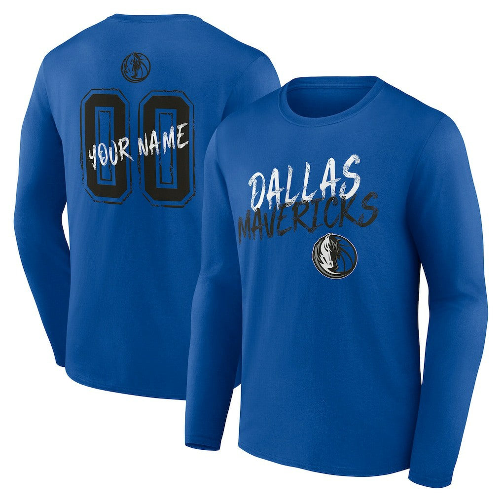 Dallas Mavericks Hustle Custom Long Sleeve T-Shirt Blue - NBA