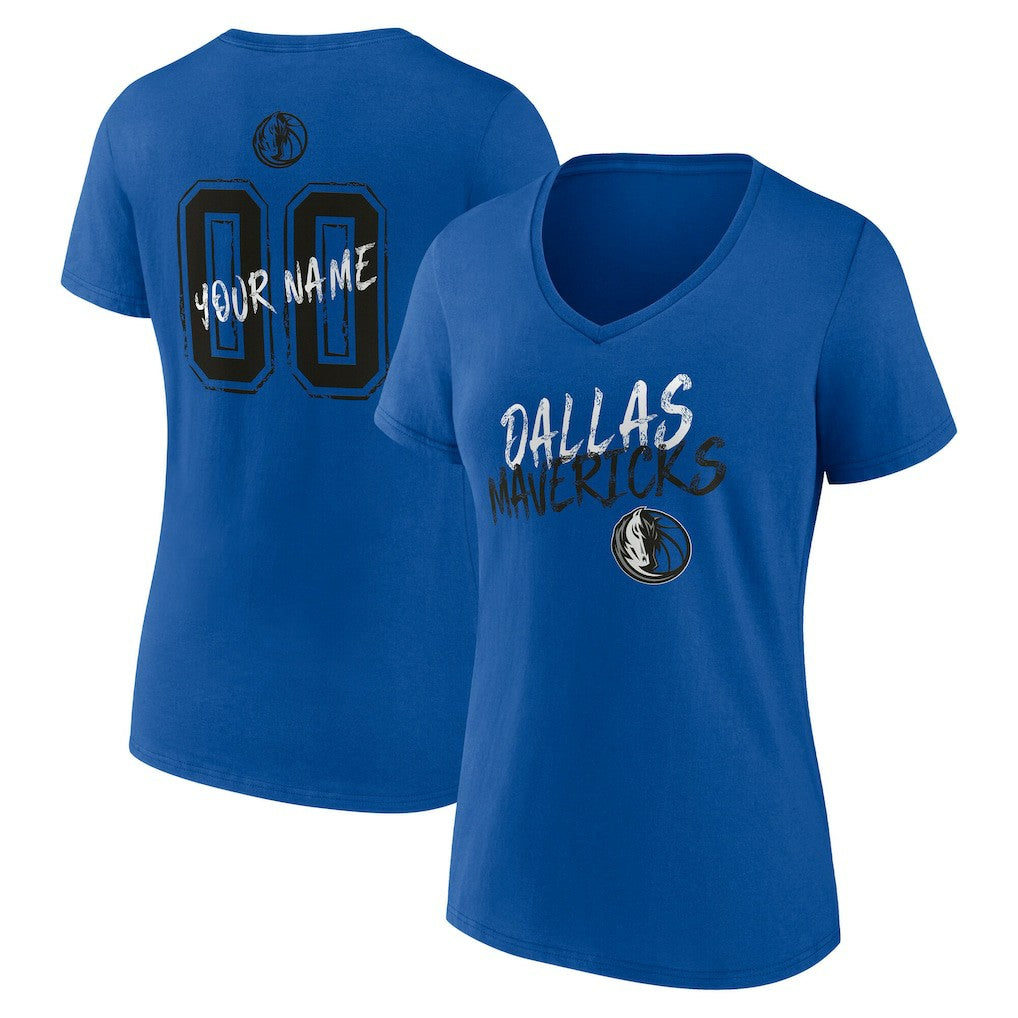 Dallas Mavericks Women's Hustle Custom V-Neck T-Shirt Blue - NBA