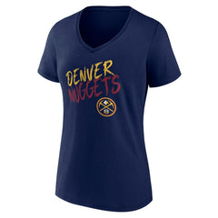 Denver Nuggets Women's Hustle Custom V-Neck T-Shirt Navy - NBA