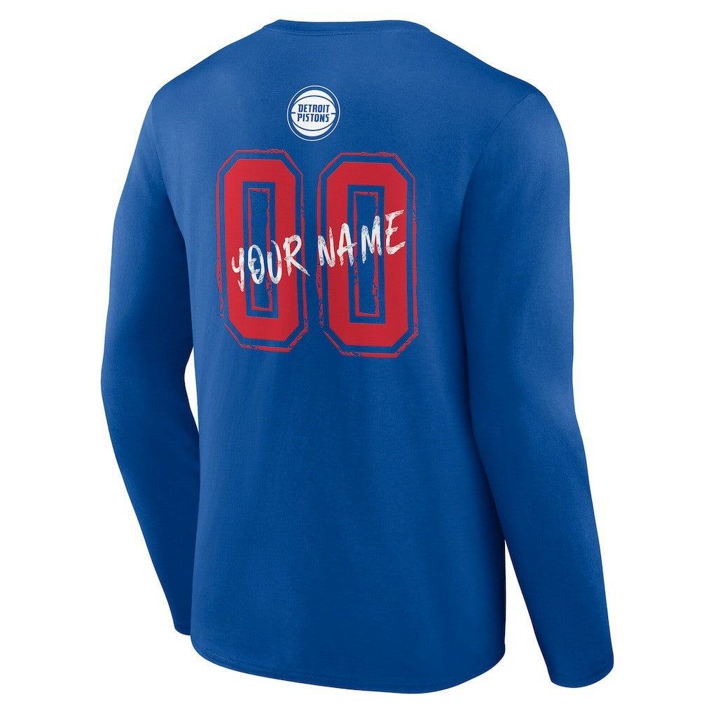 Detroit Pistons Hustle Custom Long Sleeve T-Shirt Blue - NBA