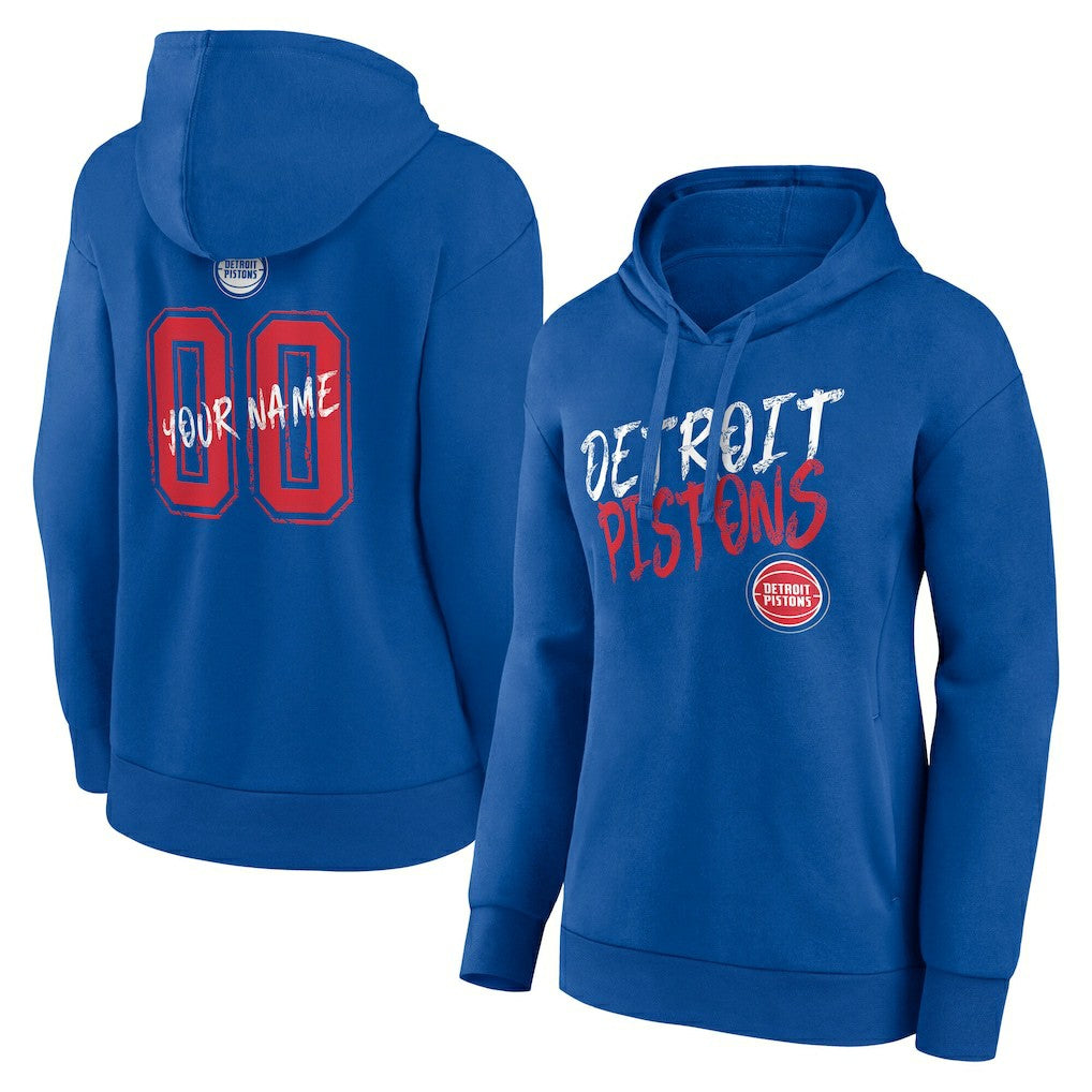 Detroit Pistons Women's Hustle Custom Pullover Hoodie Blue - NBA