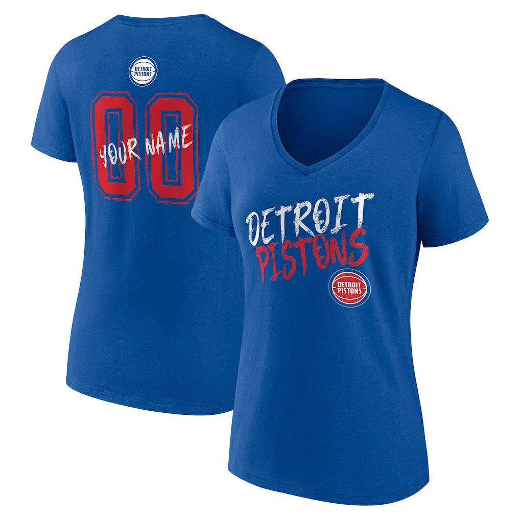 Detroit Pistons Women's Hustle Custom V-Neck T-Shirt Blue - NBA