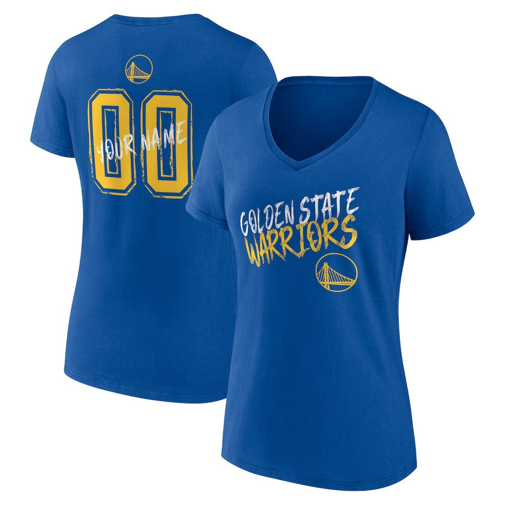 Golden State Warriors Women's Hustle Custom V-Neck T-Shirt Royal - NBA