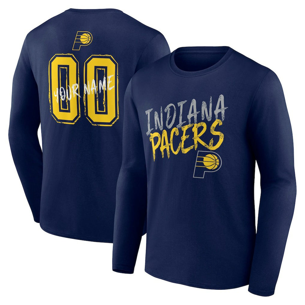 Indiana Pacers Hustle Custom Long Sleeve T-Shirt Navy - NBA