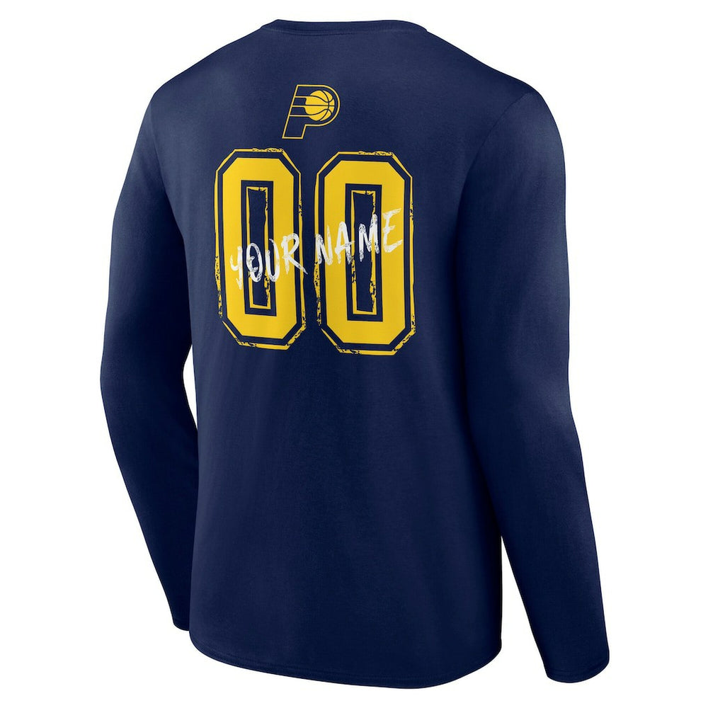 Indiana Pacers Hustle Custom Long Sleeve T-Shirt Navy - NBA