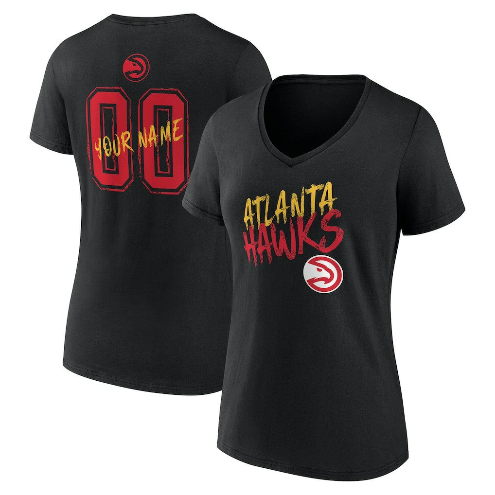 Atlanta Hawks Women's Hustle Custom V-Neck T-Shirt Black - NBA
