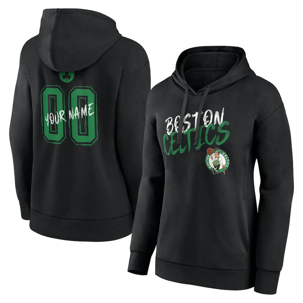 Boston Celtics Women's Hustle Custom Pullover Hoodie Black - NBA