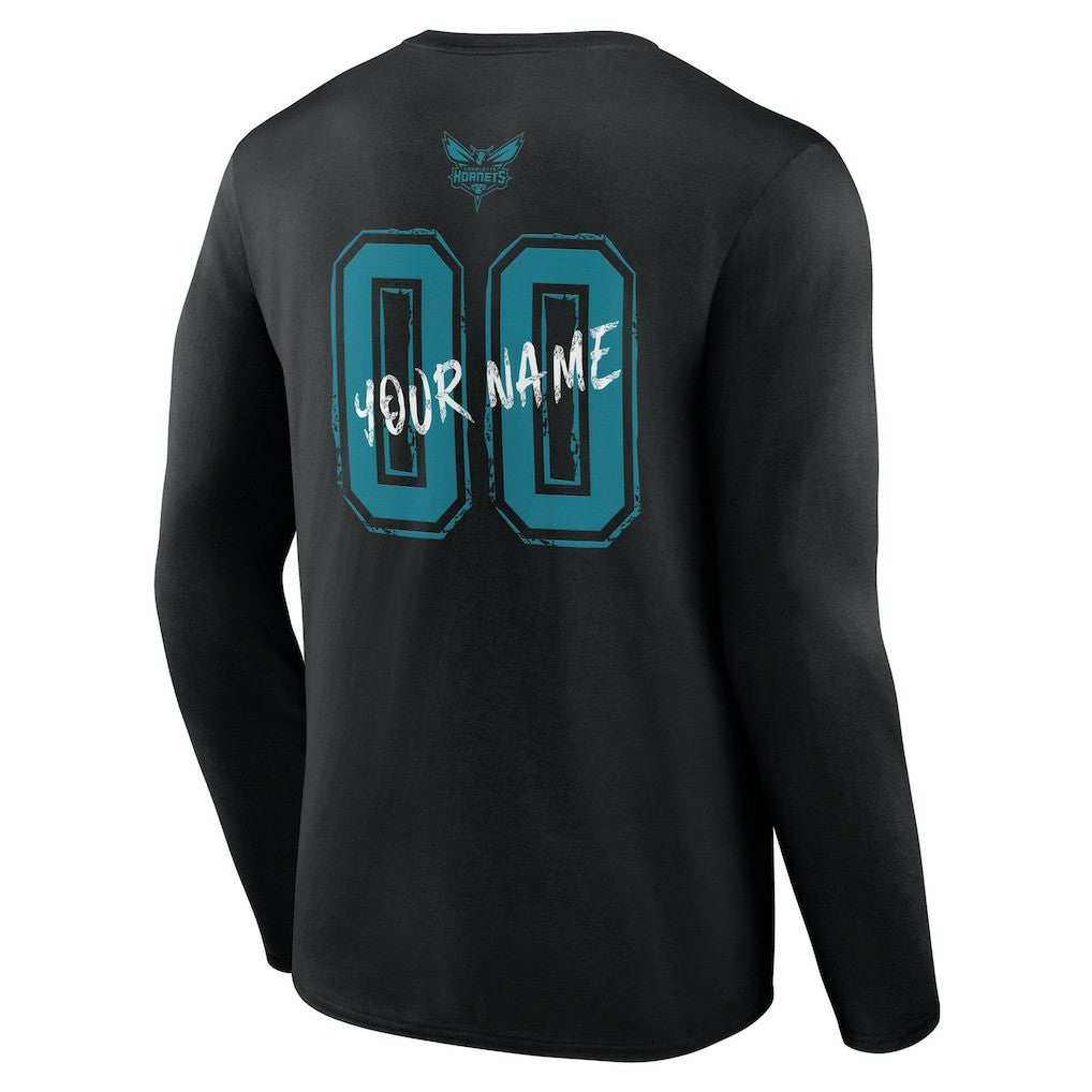 Charlotte Hornets Hustle Custom Long Sleeve T-Shirt Black - NBA