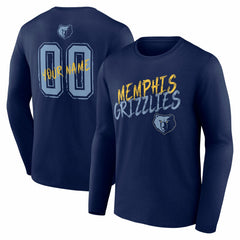 Memphis Grizzlies Hustle Custom Long Sleeve T-Shirt Navy - NBA