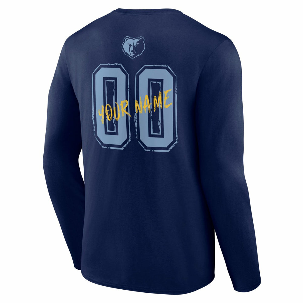 Memphis Grizzlies Hustle Custom Long Sleeve T-Shirt Navy - NBA