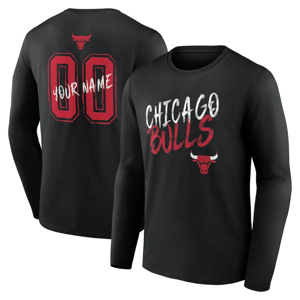 Chicago Bulls Hustle Custom Long Sleeve T-Shirt Black - NBA