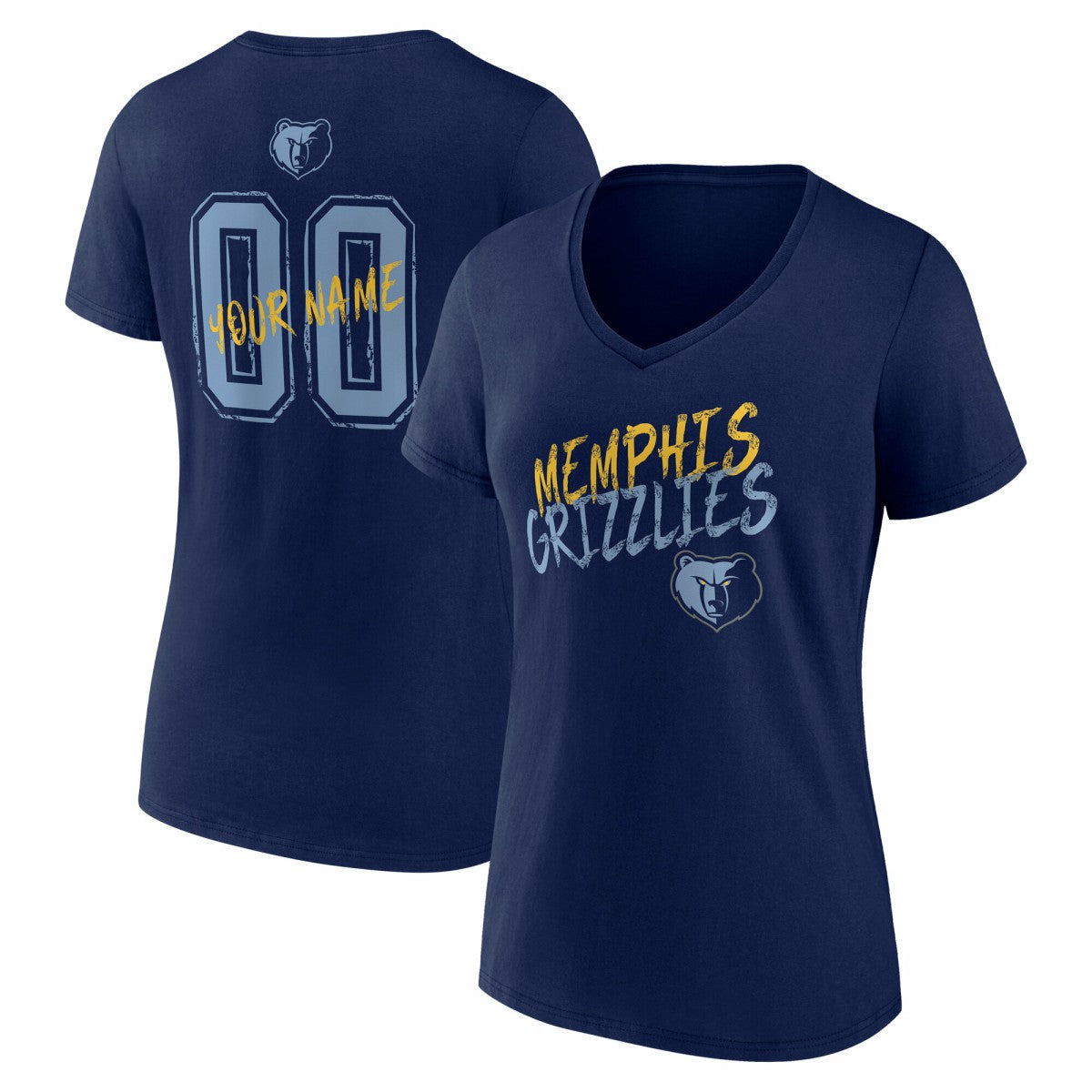 Memphis Grizzlies Women's Hustle Custom V-Neck T-Shirt Navy - NBA