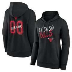 Chicago Bulls Women's Hustle Custom Pullover Hoodie Black - NBA