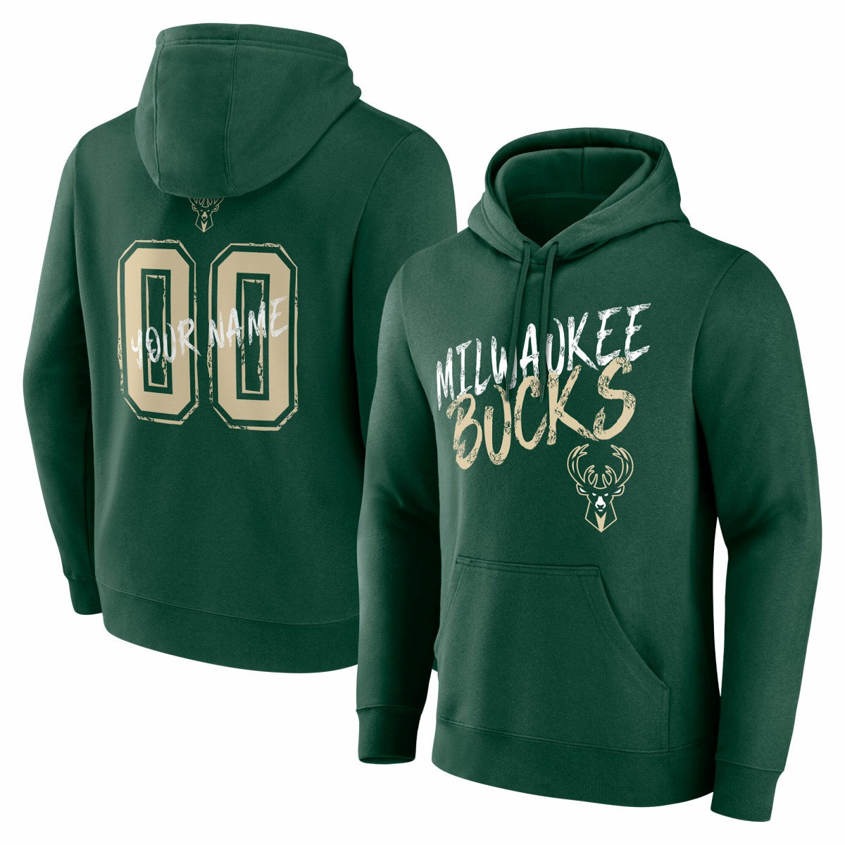 Milwaukee Bucks Hustle Custom Pullover Hoodie Hunter Green - NBA