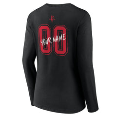 Houston Rockets Women's Hustle Custom Long Sleeve V-Neck T-Shirt Black - NBA