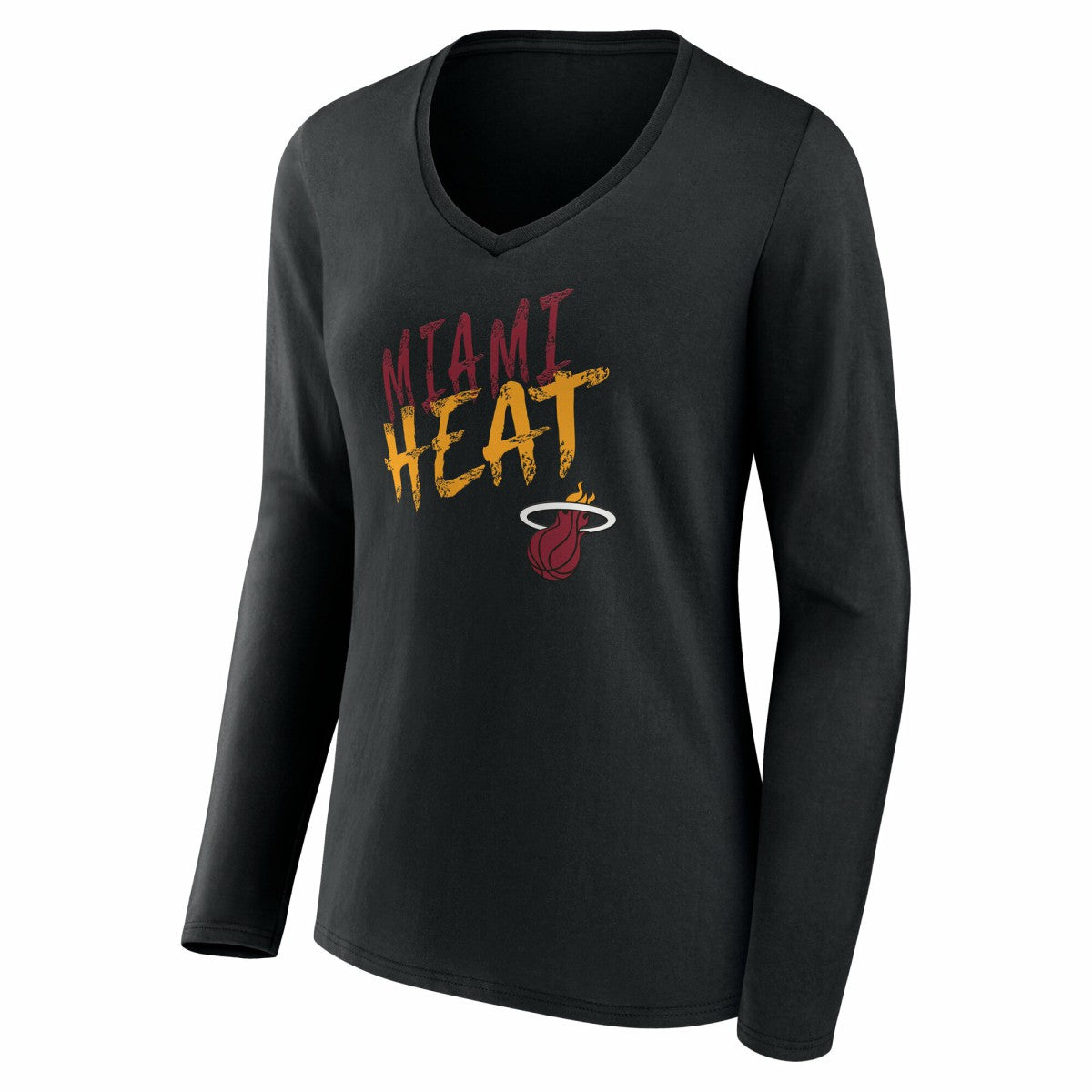 Miami Heat Women's Hustle Custom Long Sleeve V-Neck T-Shirt Black - NBA