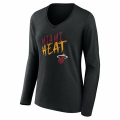 Miami Heat Women's Hustle Custom Long Sleeve V-Neck T-Shirt Black - NBA