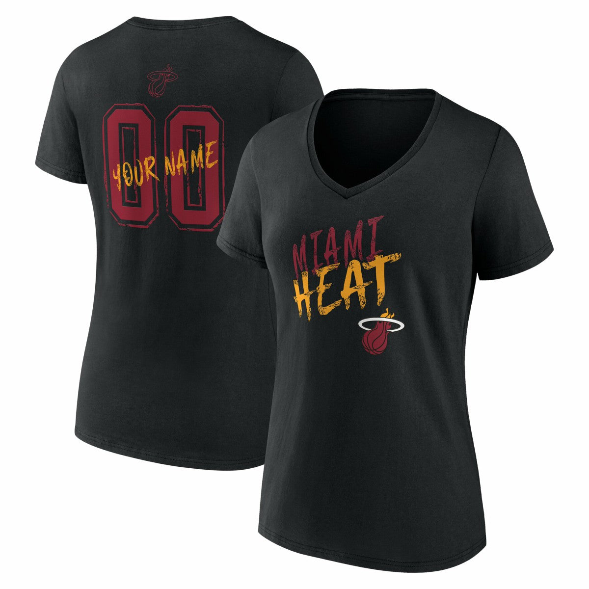 Miami Heat Women's Hustle Custom V-Neck T-Shirt Black - NBA