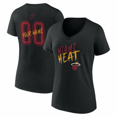Miami Heat Women's Hustle Custom V-Neck T-Shirt Black - NBA