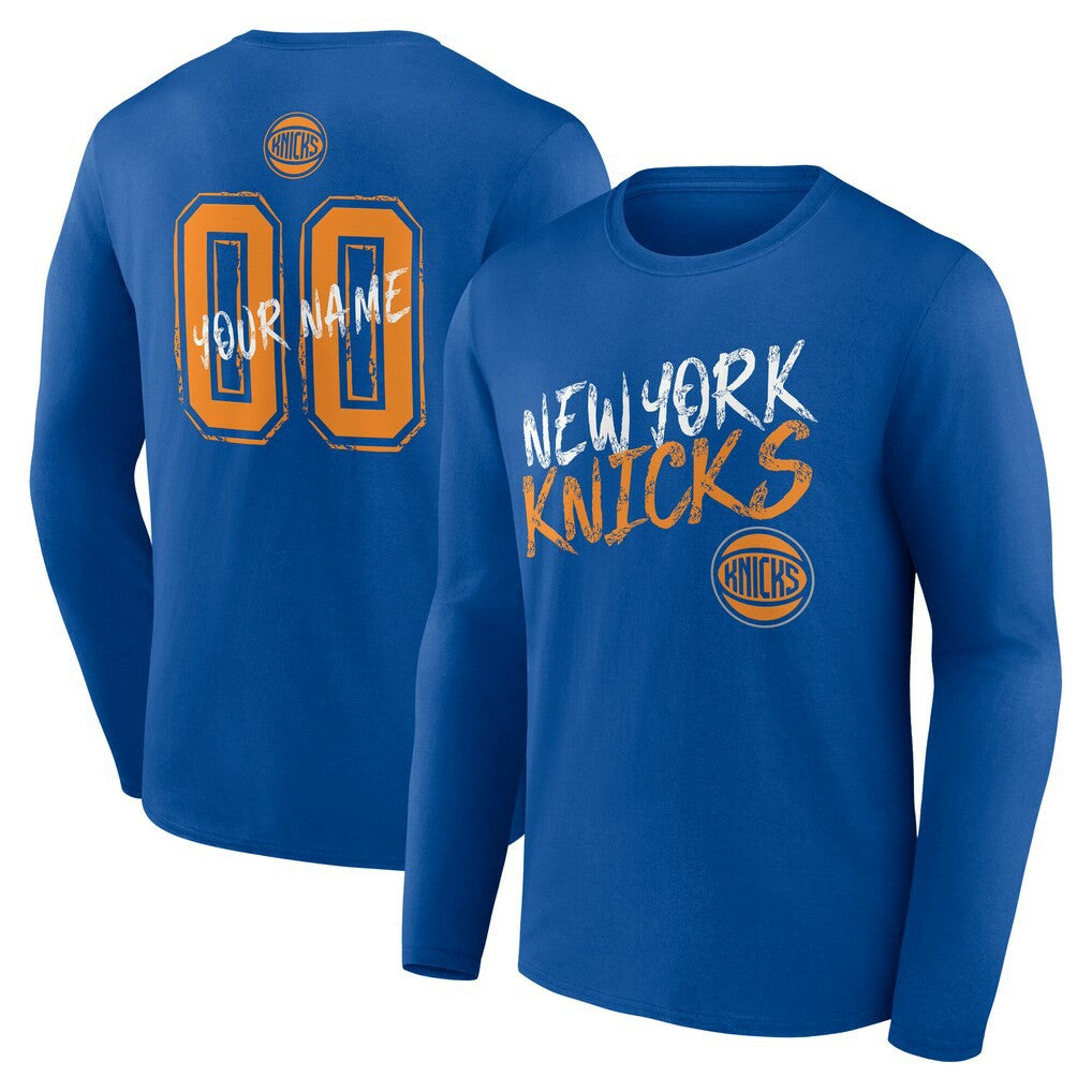 New York Knicks Hustle Custom Long Sleeve T-Shirt Blue - NBA