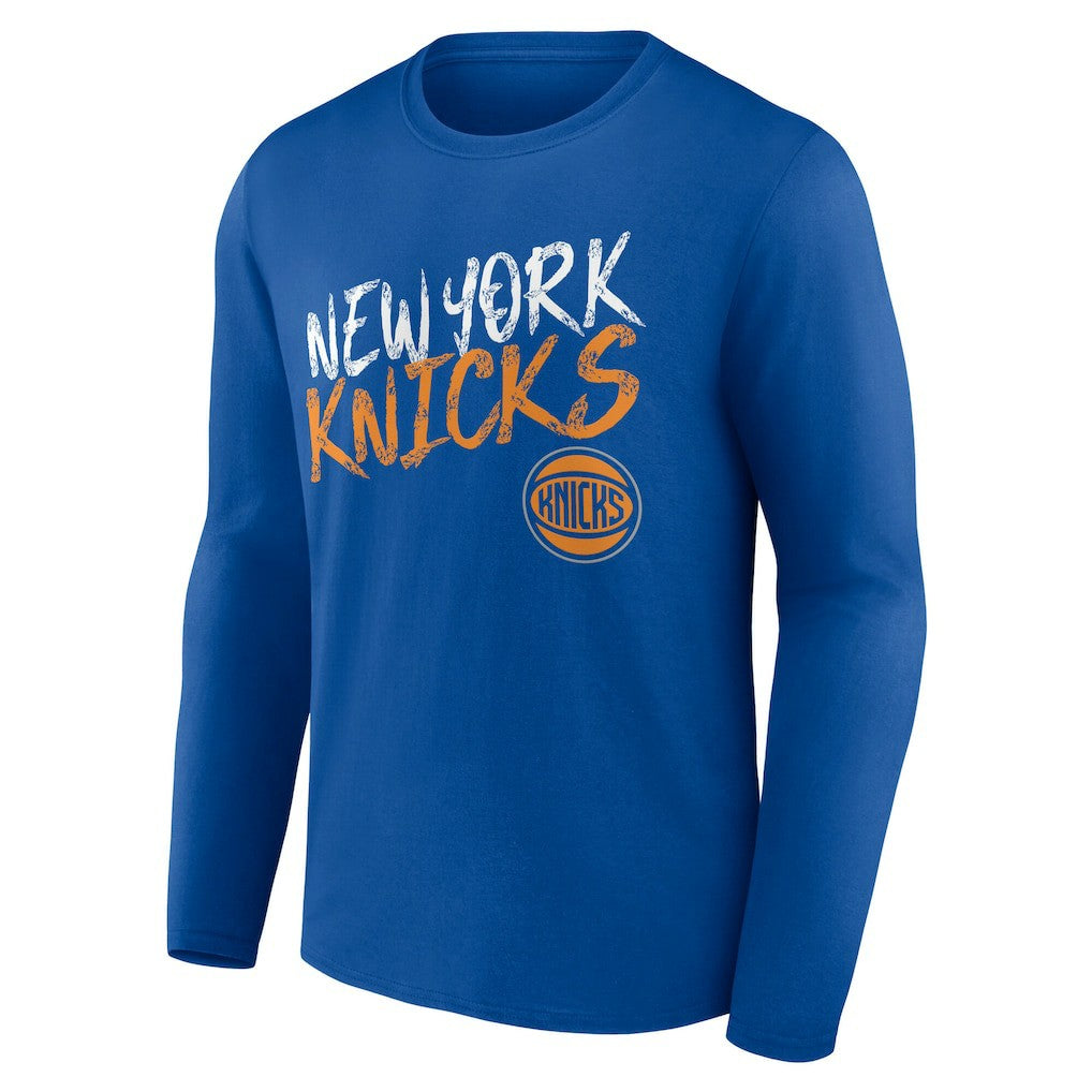 New York Knicks Hustle Custom Long Sleeve T-Shirt Blue - NBA