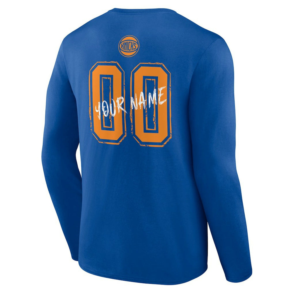 New York Knicks Hustle Custom Long Sleeve T-Shirt Blue - NBA
