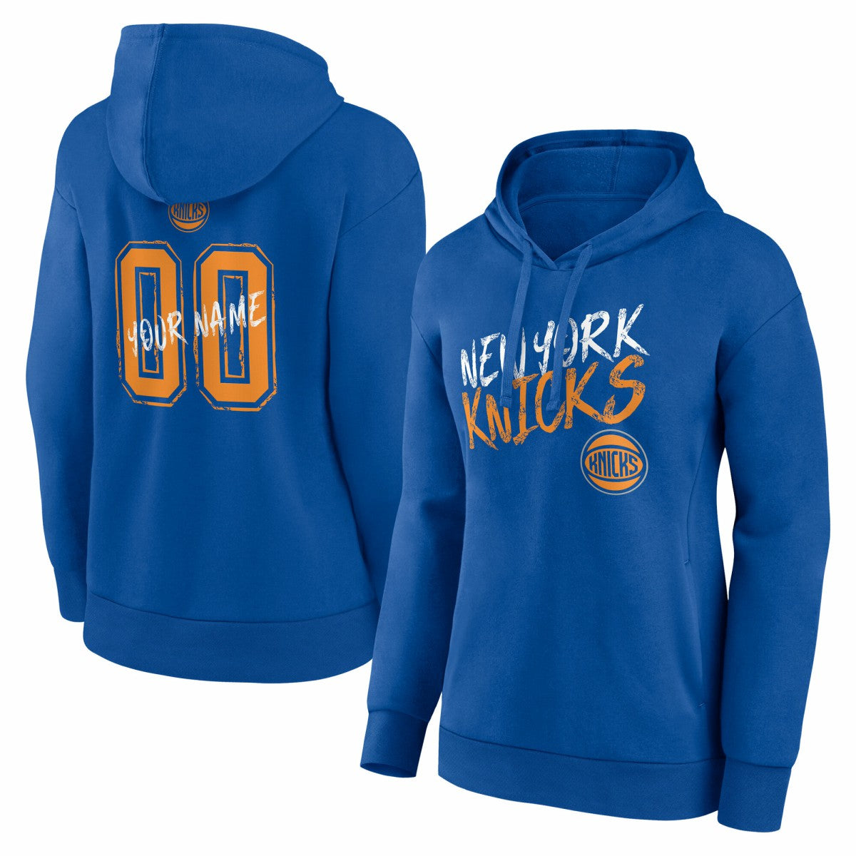 New York Knicks Women's Hustle Custom Pullover Hoodie Blue - NBA