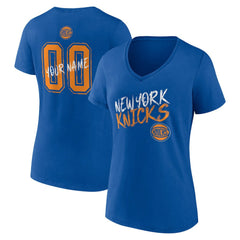 New York Knicks Women's Hustle Custom V-Neck T-Shirt Blue - NBA