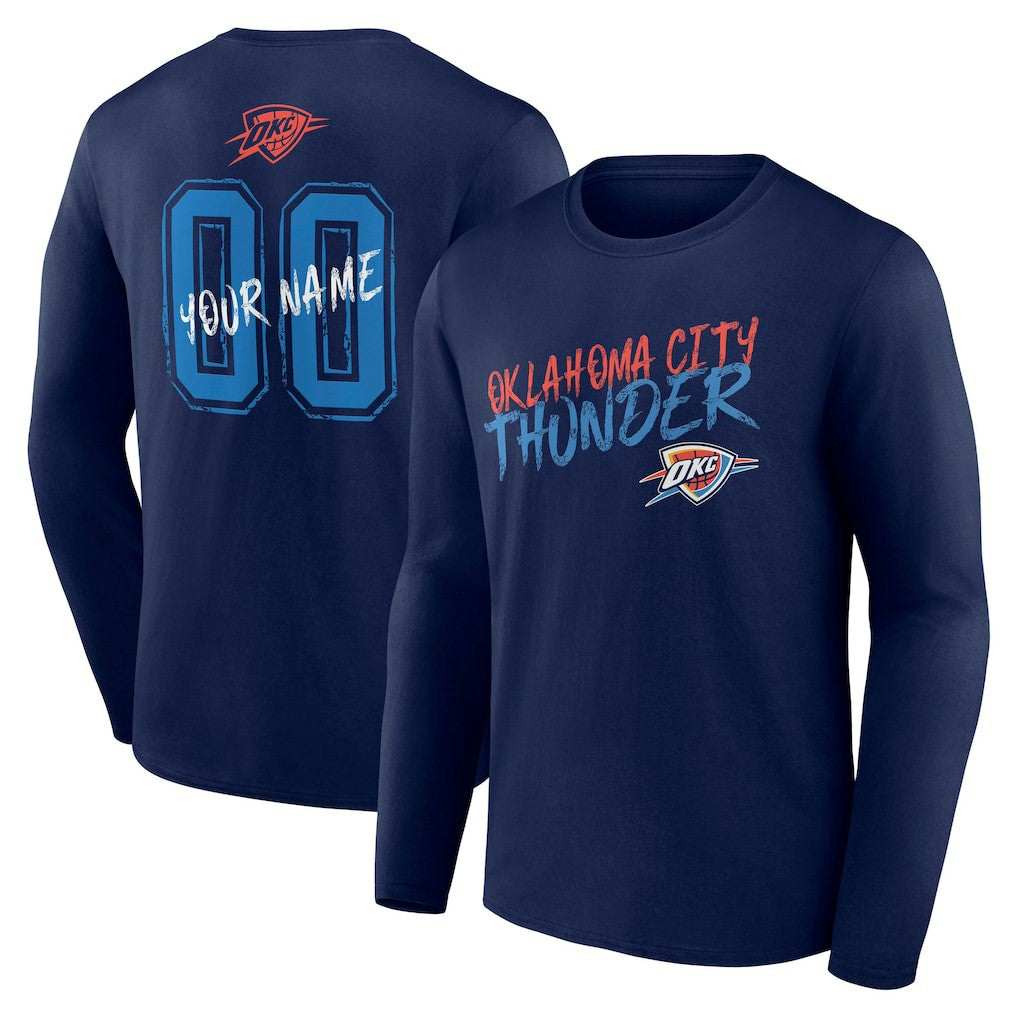 Oklahoma City Thunder Hustle Custom Long Sleeve T-Shirt Navy - NBA