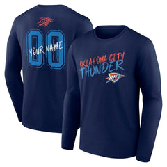 Oklahoma City Thunder Hustle Custom Long Sleeve T-Shirt Navy - NBA