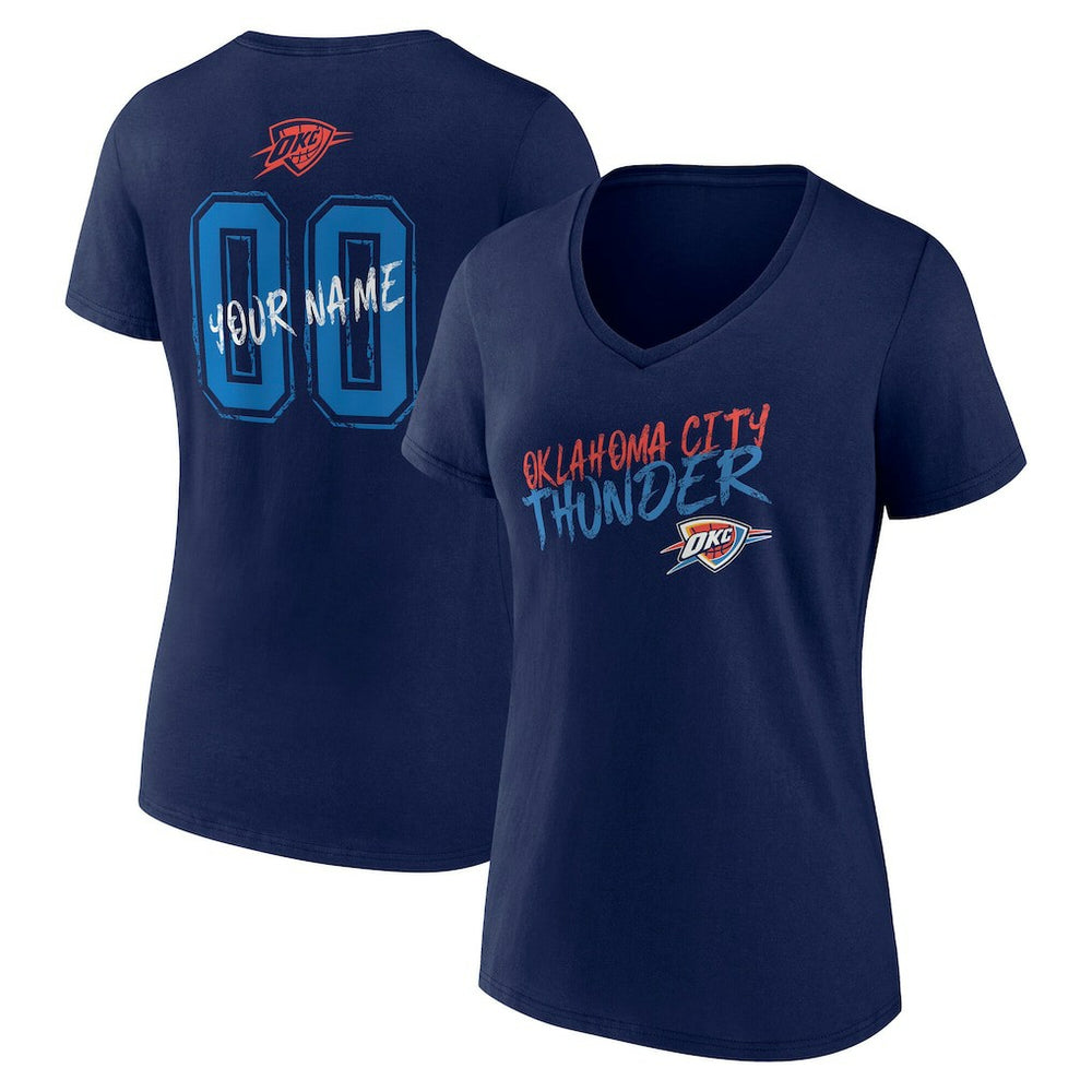 Oklahoma City Thunder Women's Hustle Custom V-Neck T-Shirt Navy - NBA