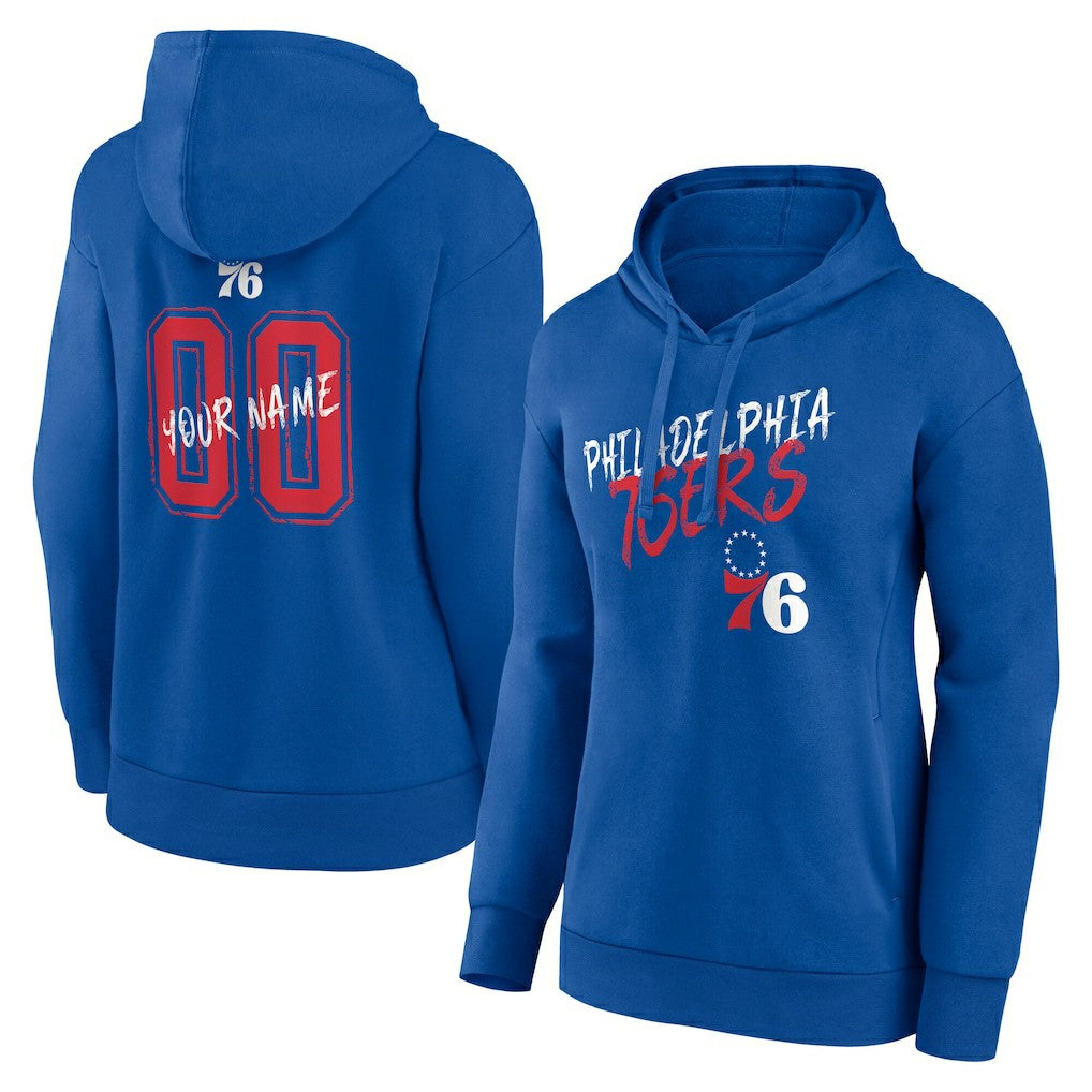 Philadelphia 76ers Women's Hustle Custom Pullover Hoodie Royal - NBA