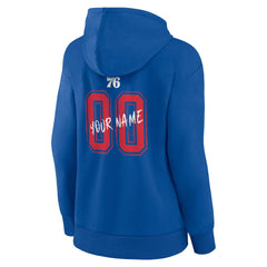 Philadelphia 76ers Women's Hustle Custom Pullover Hoodie Royal - NBA