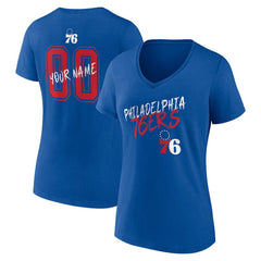 Philadelphia 76ers Women's Hustle Custom V-Neck T-Shirt Royal - NBA