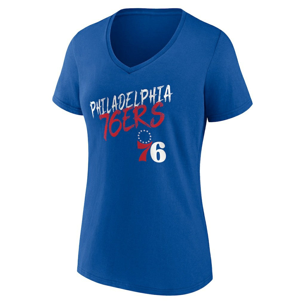 Philadelphia 76ers Women's Hustle Custom V-Neck T-Shirt Royal - NBA