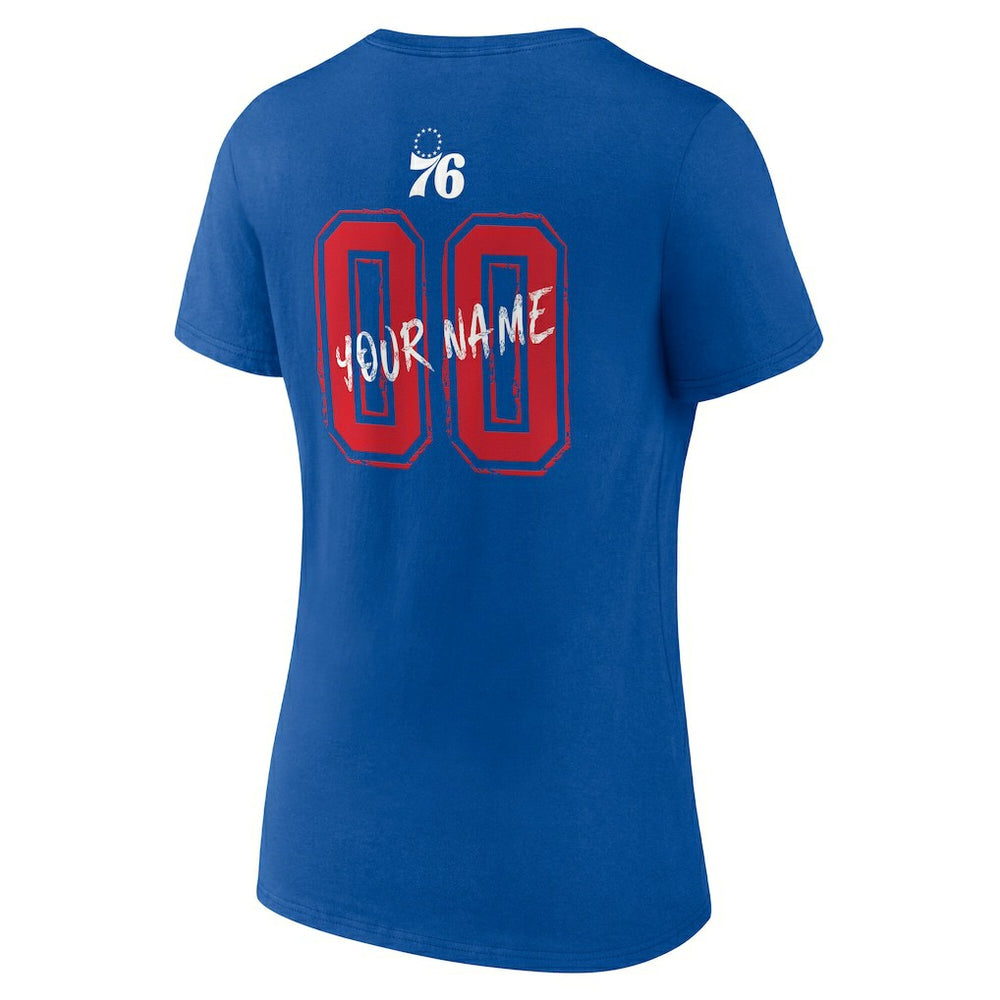 Philadelphia 76ers Women's Hustle Custom V-Neck T-Shirt Royal - NBA
